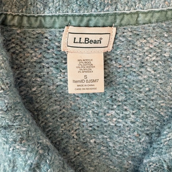 L.L. Bean Women's Teal Cable Knit Cardigan - Picture 2 of 5